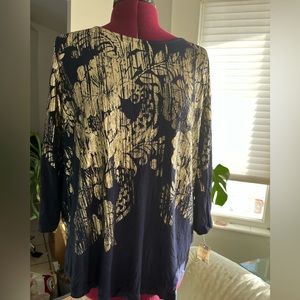 JM Collection NWT Navy Gold Shimmer Top Size 0X